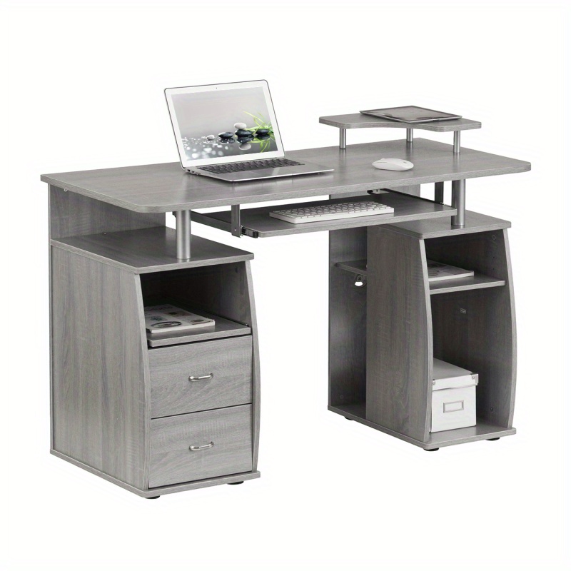   mobili complete computer workstation desk with storage grey details 0