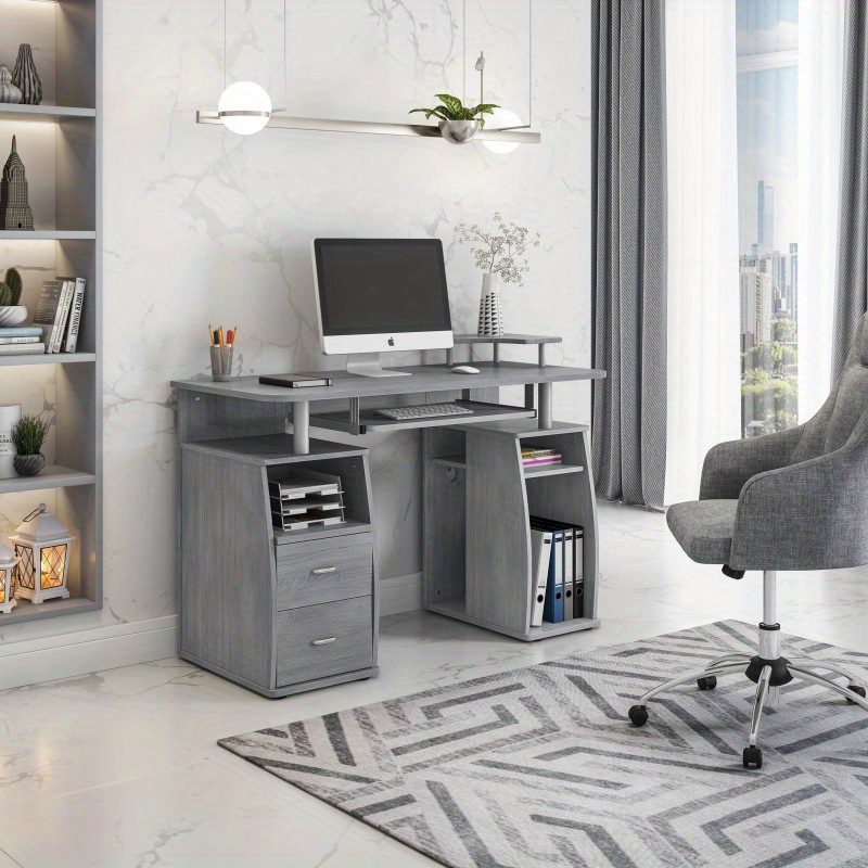   mobili complete computer workstation desk with storage grey details 1