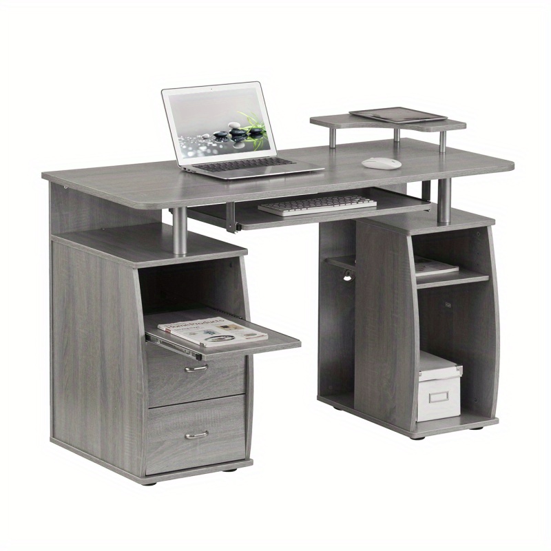   mobili complete computer workstation desk with storage grey details 7