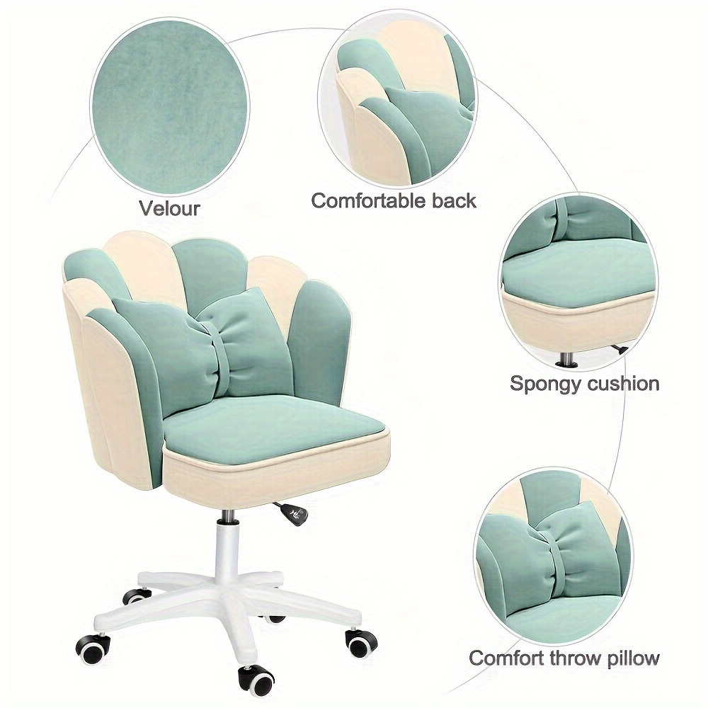 office tables and chairs are equipped with movable wheels comfortable fabric filled cushions and height adjustable computer dresser chair with medium back and wide seat details 0