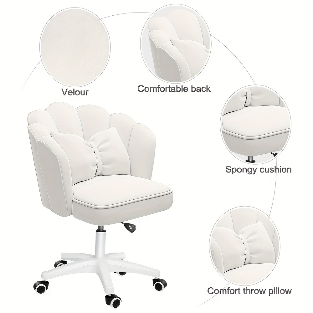 office tables and chairs are equipped with movable wheels comfortable fabric filled cushions and height adjustable computer dresser chair with medium back and wide seat details 1