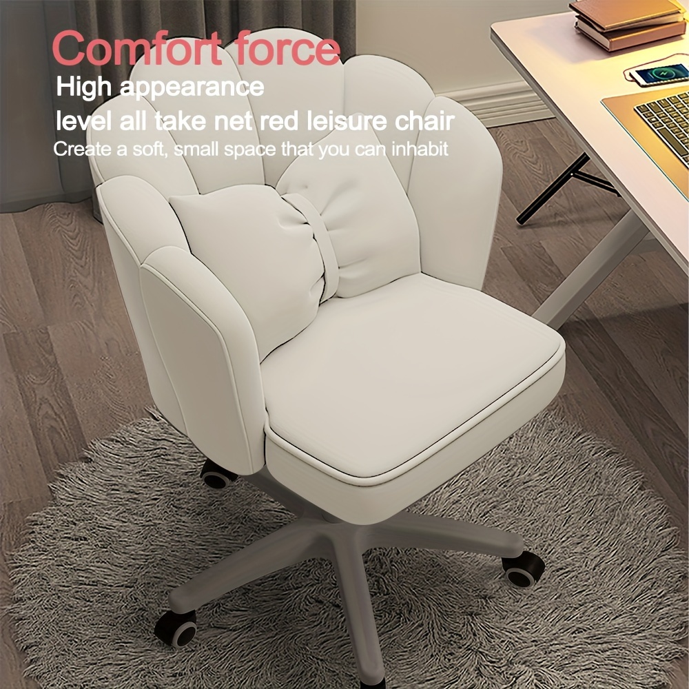 office tables and chairs are equipped with movable wheels comfortable fabric filled cushions and height adjustable computer dresser chair with medium back and wide seat details 3