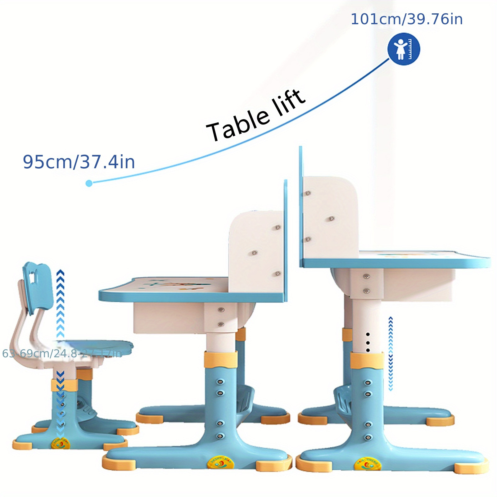 a 39 8 29 72 19 09 inches study table writing desk bookshelf combination   for home use can lift   homework desks and chairs set wider desktop bookcase and storage drawers details 2