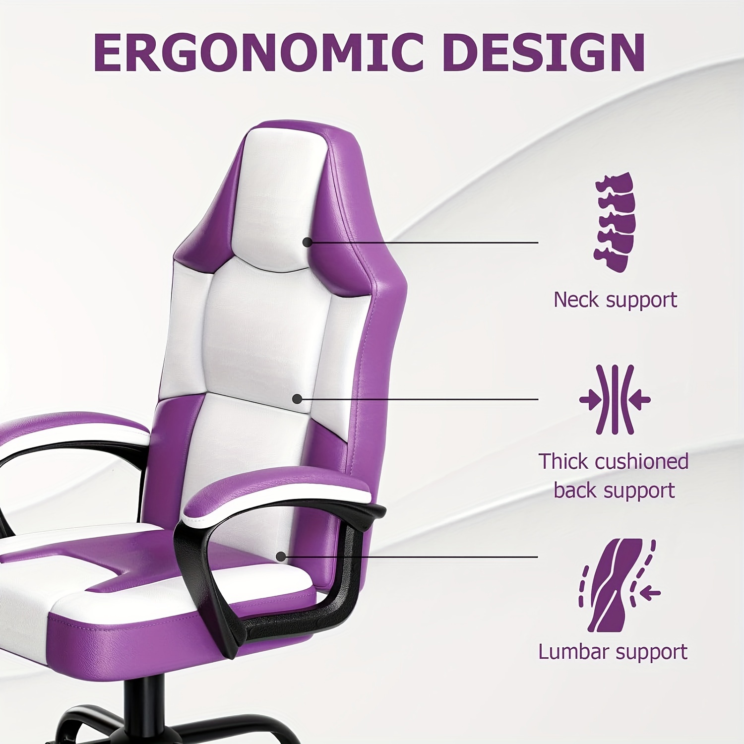 gaming chair office chair pu leather high back adjustable swivel gamer chair big and tall computer chair for adults purple details 1