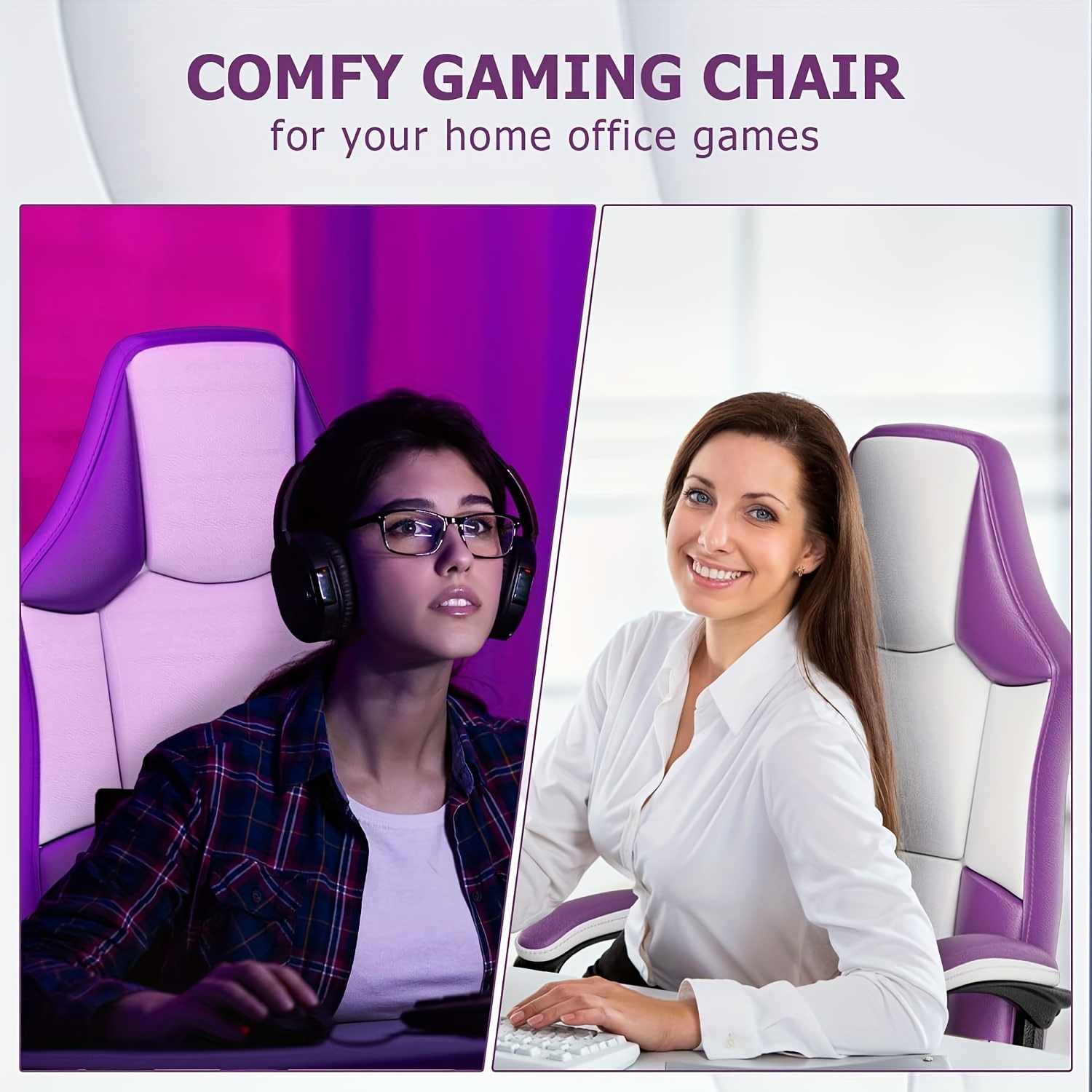 gaming chair office chair pu leather high back adjustable swivel gamer chair big and tall computer chair for adults purple details 4