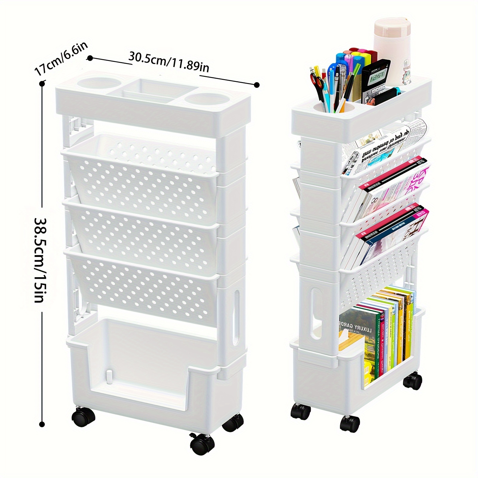 movable bookshelf floor book storage rack with wheels magazine newspaper storage rack suitable for school classroom office study bedroom living room etc details 2