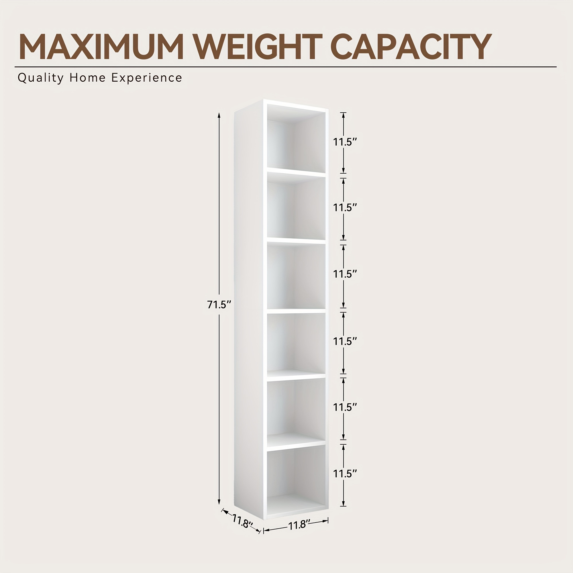 tall narrow bookshelf 6 tier cube display rack modern corner bookshelf with storage space storage cabinet for home office white details 3