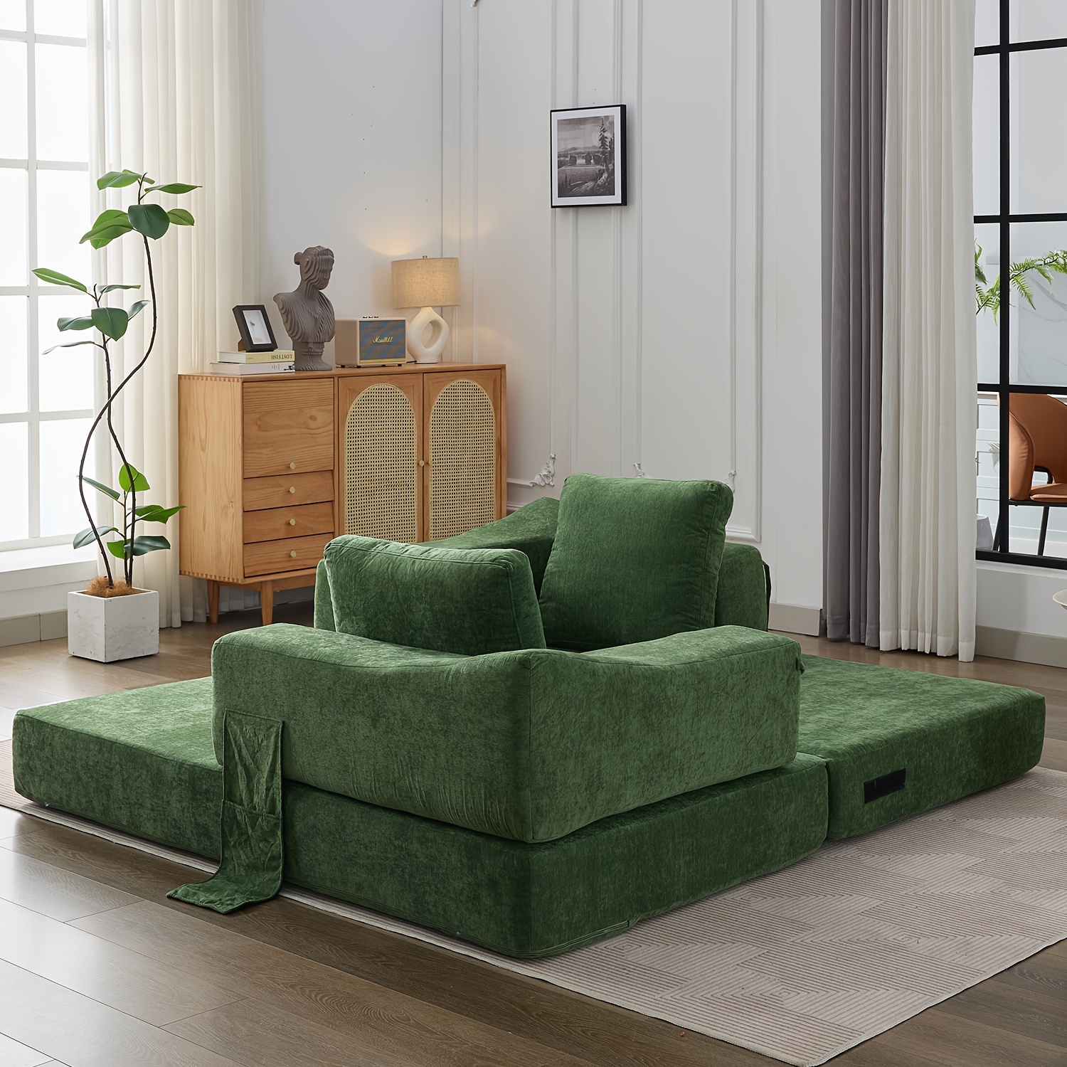 modern minimalist sofa fold out sofa bed convertible chair floor couch sleeping mattress for living room bedroom apartment removable backrest green details 0