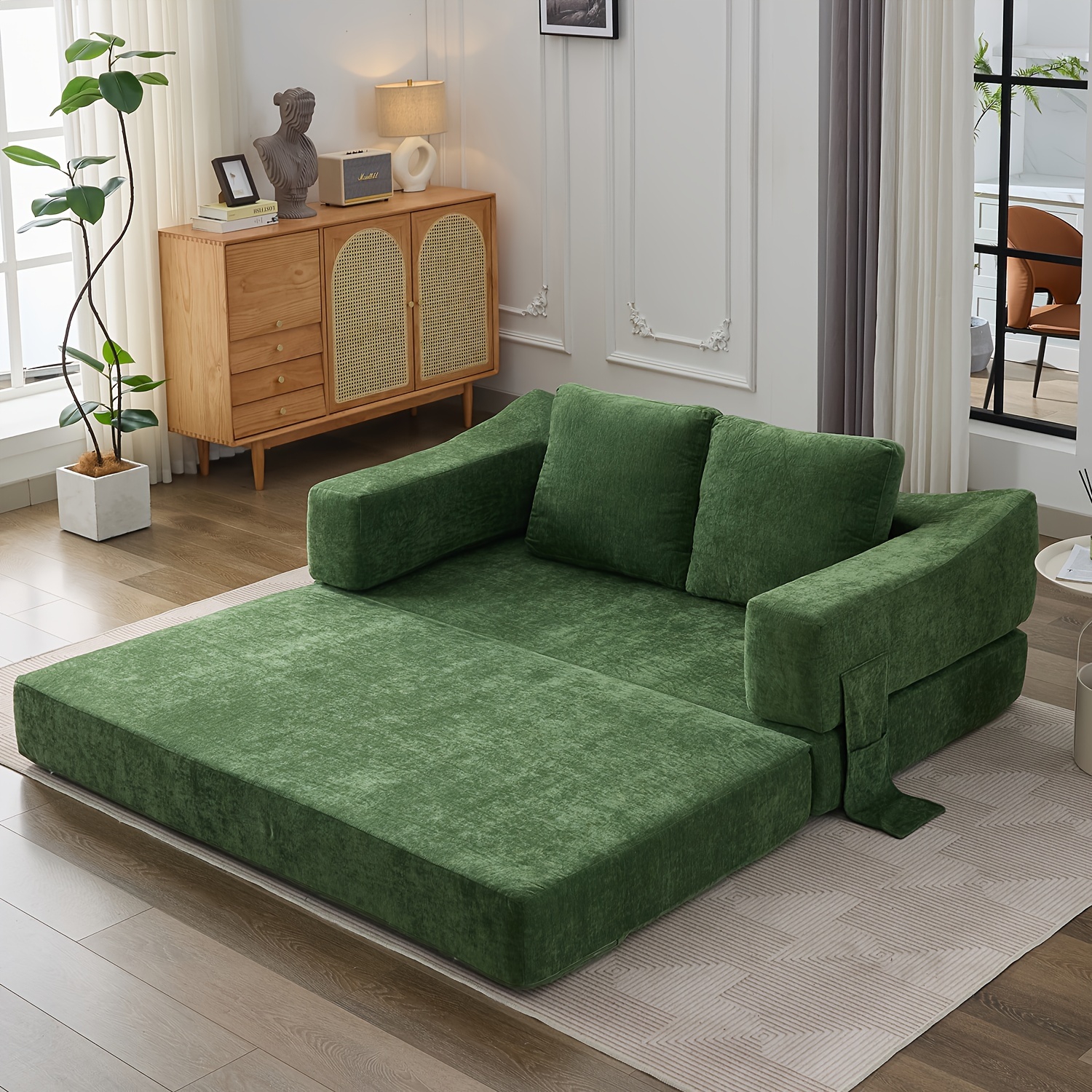 modern minimalist sofa fold out sofa bed convertible chair floor couch sleeping mattress for living room bedroom apartment removable backrest green details 1