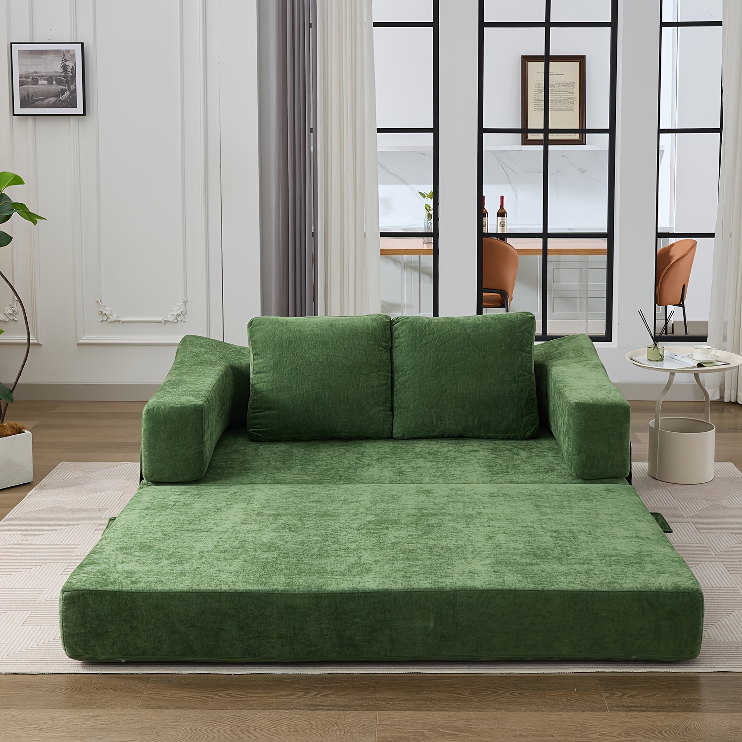 modern minimalist sofa fold out sofa bed convertible chair floor couch sleeping mattress for living room bedroom apartment removable backrest green details 4