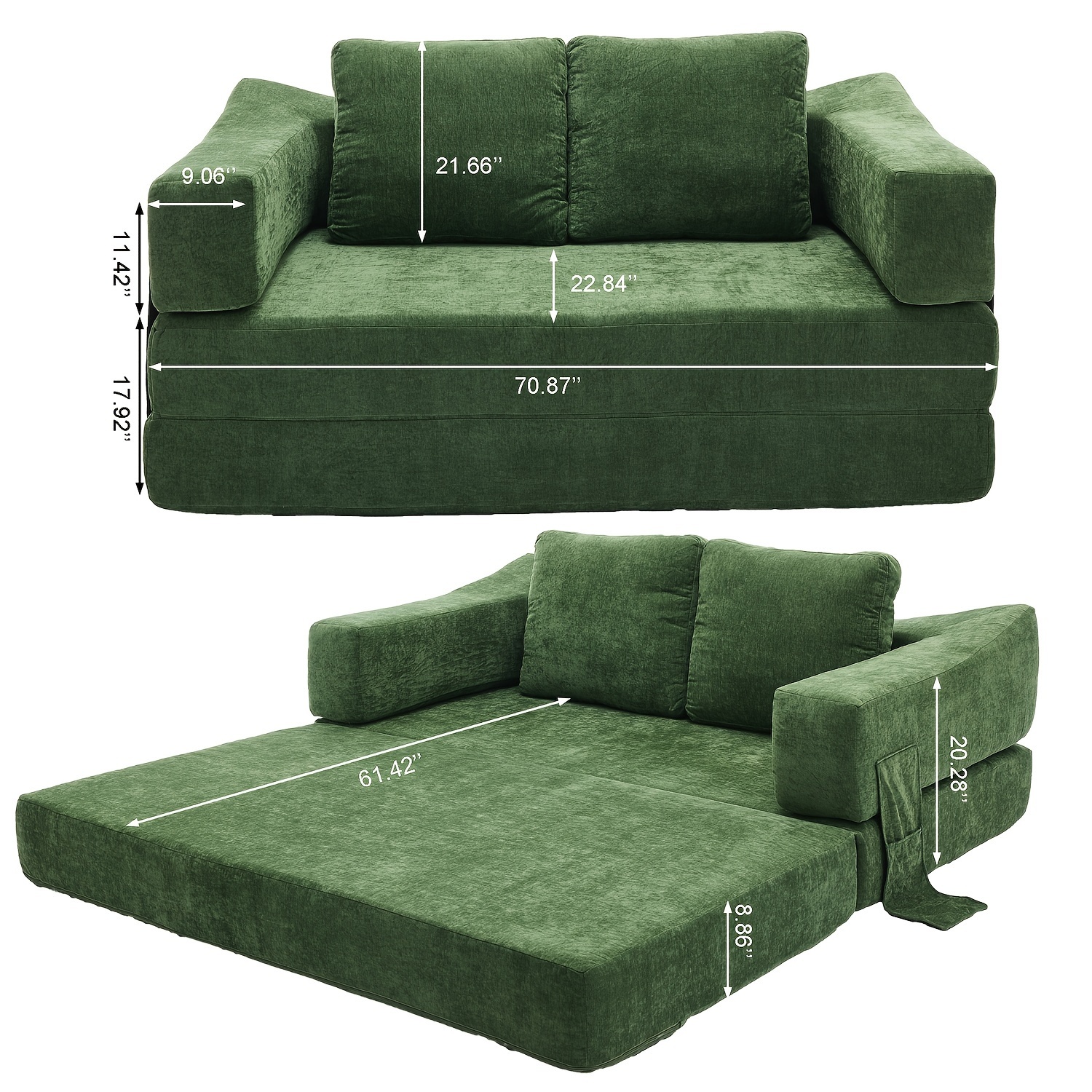 modern minimalist sofa fold out sofa bed convertible chair floor couch sleeping mattress for living room bedroom apartment removable backrest green details 5