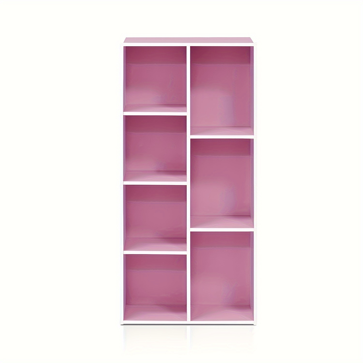 7 cube bookcase bookshelf storage organizer white pink multi purpose shelving unit for books clothes toys home office living room bedroom modern design easy assembly details 1