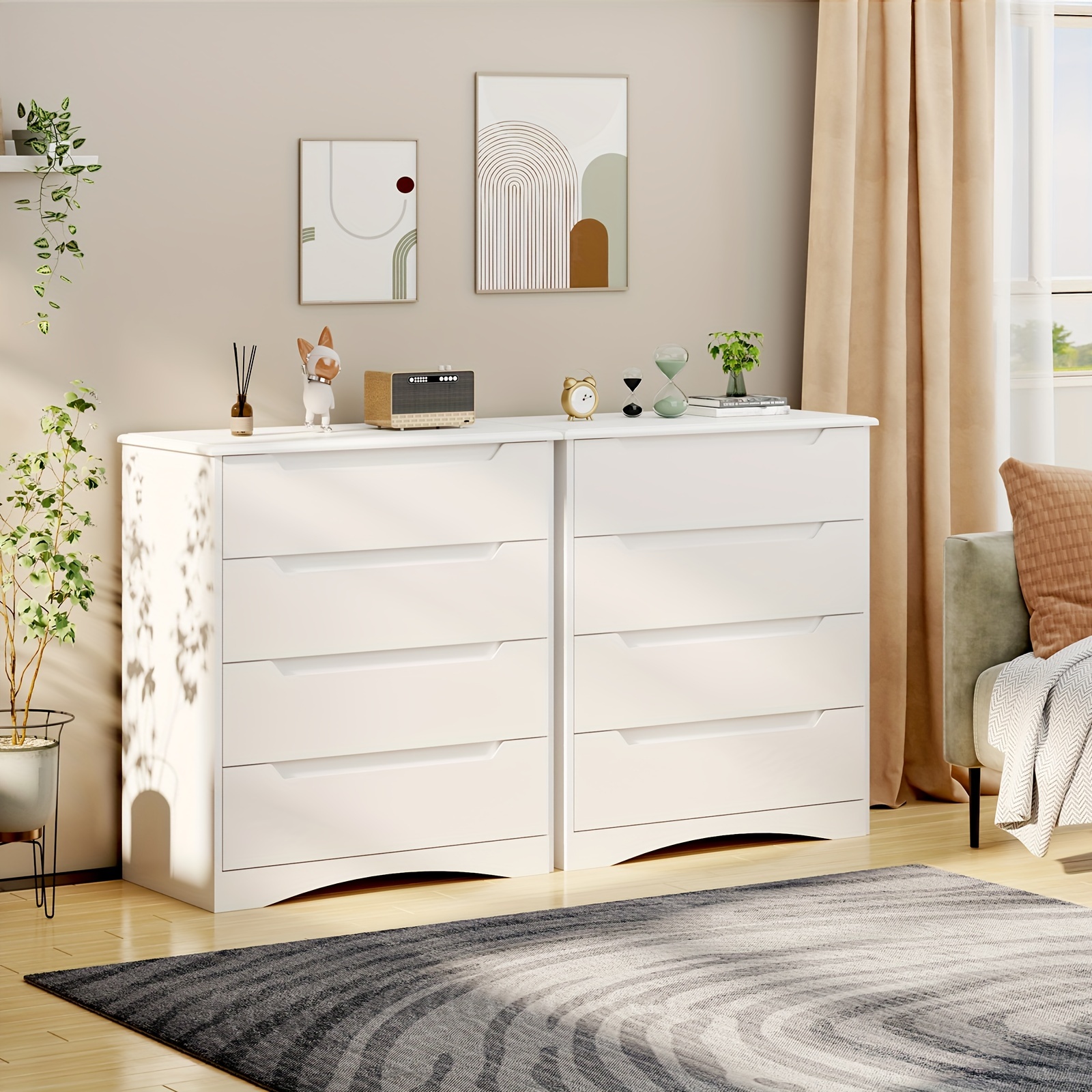 white 4 drawer dresser spacious chest of drawers with ample storage capacity perfect bedroom organizer featuring embedded handles and robust anti trip device ideal for offices living rooms and hallways details 2