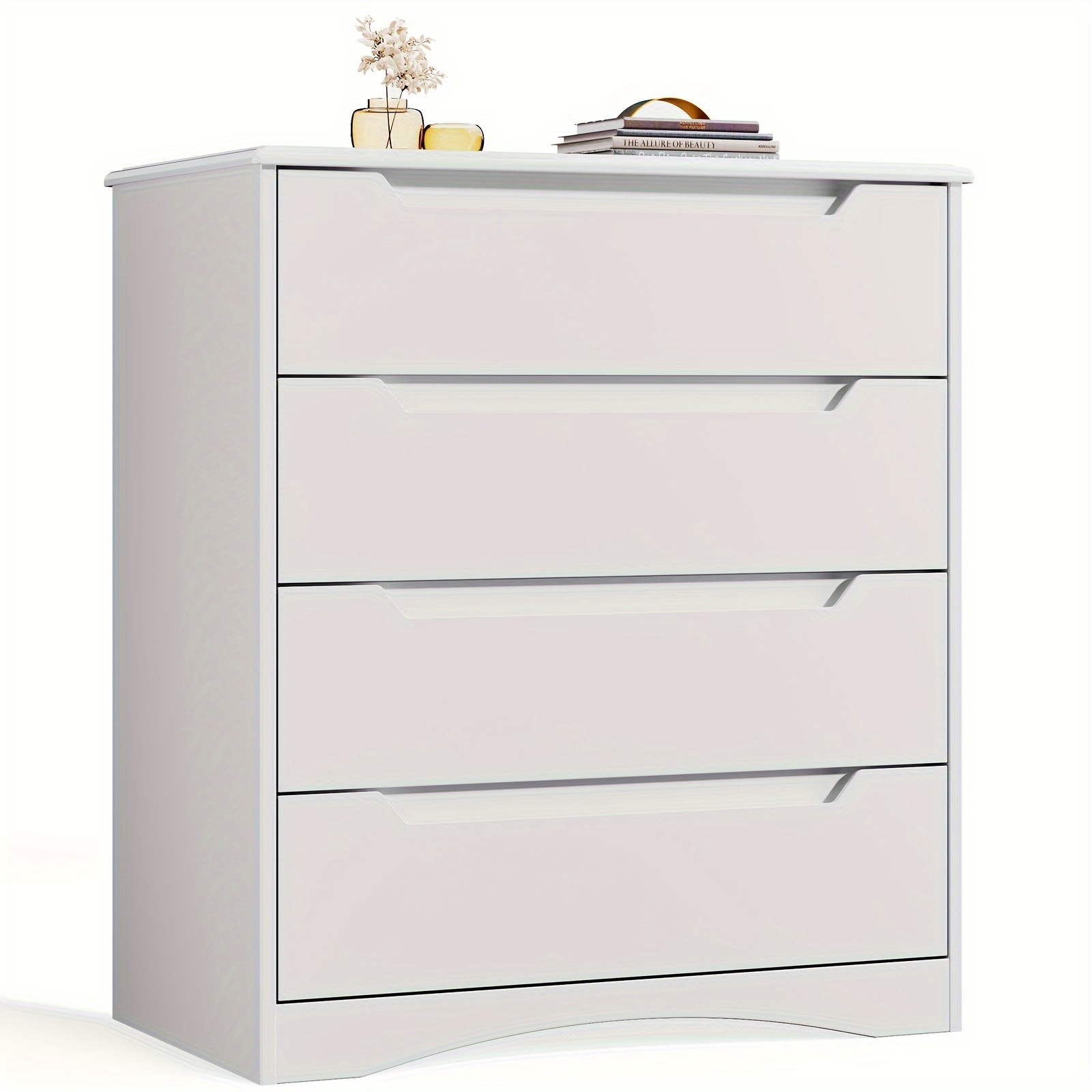 white 4 drawer dresser spacious chest of drawers with ample storage capacity perfect bedroom organizer featuring embedded handles and robust anti trip device ideal for offices living rooms and hallways details 3