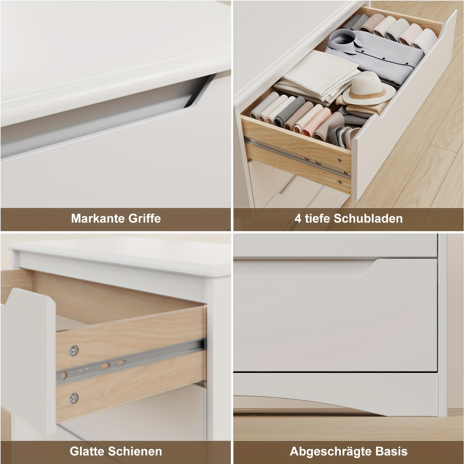 white 4 drawer dresser spacious chest of drawers with ample storage capacity perfect bedroom organizer featuring embedded handles and robust anti trip device ideal for offices living rooms and hallways details 8