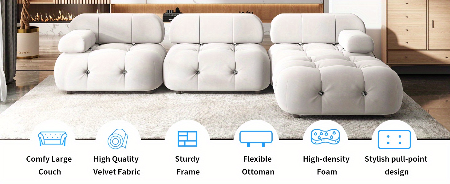 modular l shape couch modern velvet convertible modular sectional couch sofa large 3 seat could couch sofa diy combination bubble couches for living room apartment beige details 1