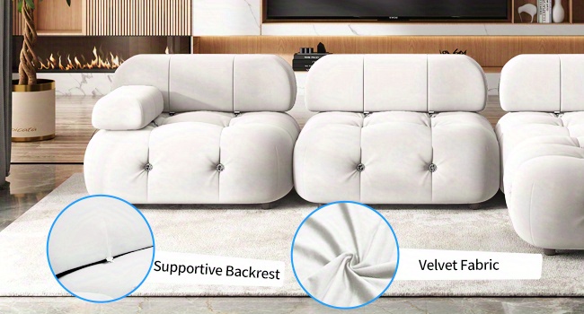 modular l shape couch modern velvet convertible modular sectional couch sofa large 3 seat could couch sofa diy combination bubble couches for living room apartment beige details 6