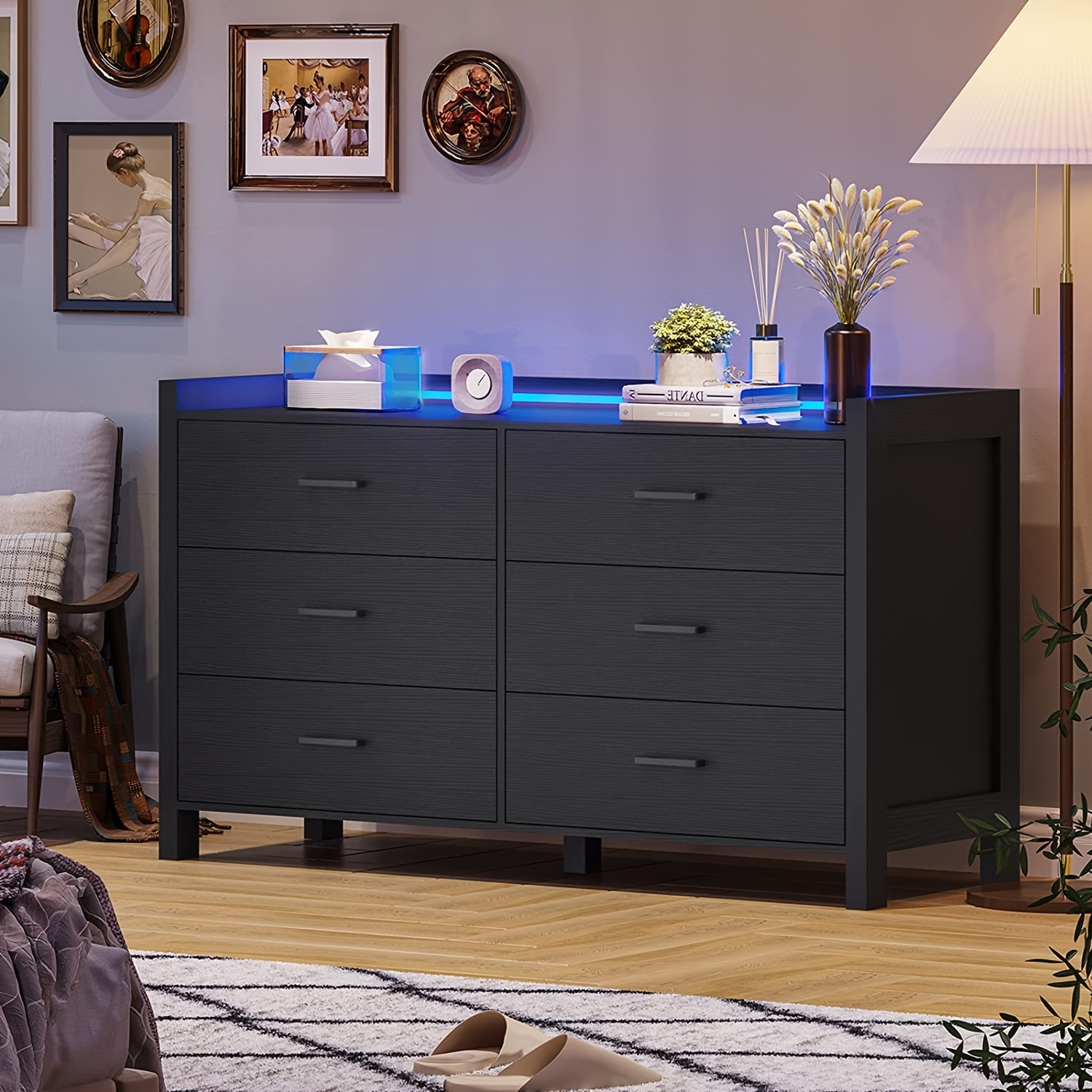 black dresser for bedroom modern chest of drawers with 6 drawers for living room hallway details 0