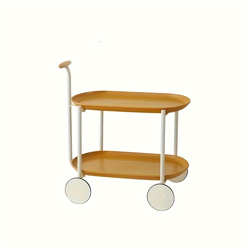 1pc movable small small cart double layered coffee table modern living room storage cart home organization details 3