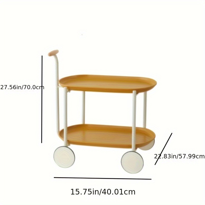 1pc movable small small cart double layered coffee table modern living room storage cart home organization details 5