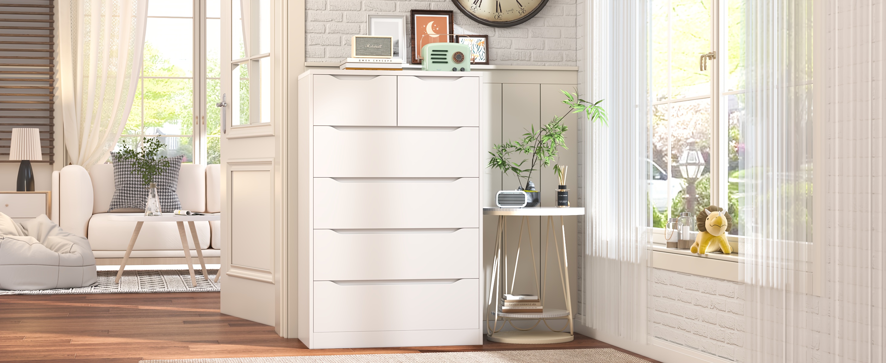 white dresser 6 drawer dresser for bedroom wood dresser with 6 large drawers wooden dressers chests of drawers tall dresser with smooth metal rail for nursery women family details 1