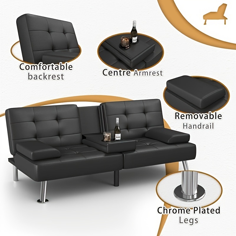 leather convertible upholstered reclining sofa with cup holder details 1