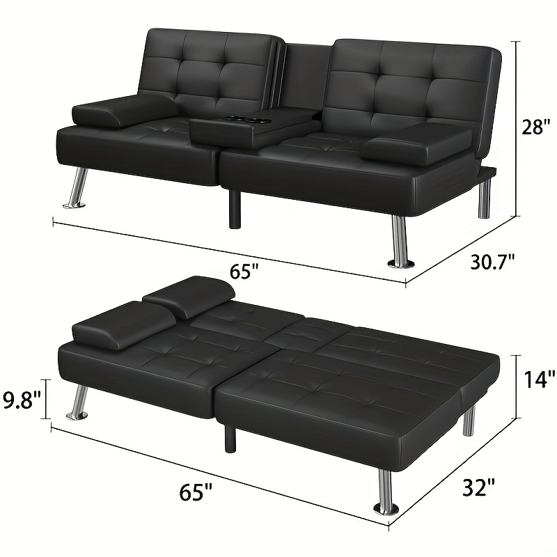 leather convertible upholstered reclining sofa with cup holder details 3