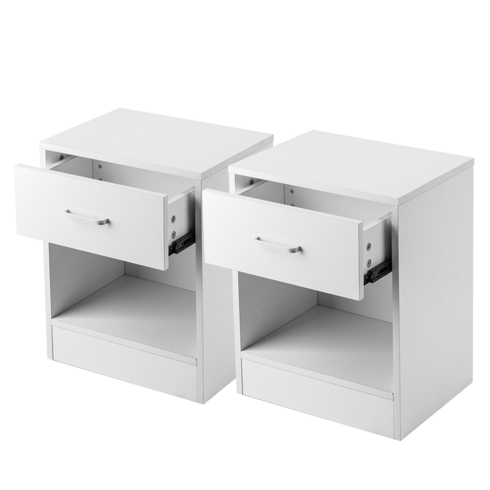 2pcs night stands with drawer white details 0