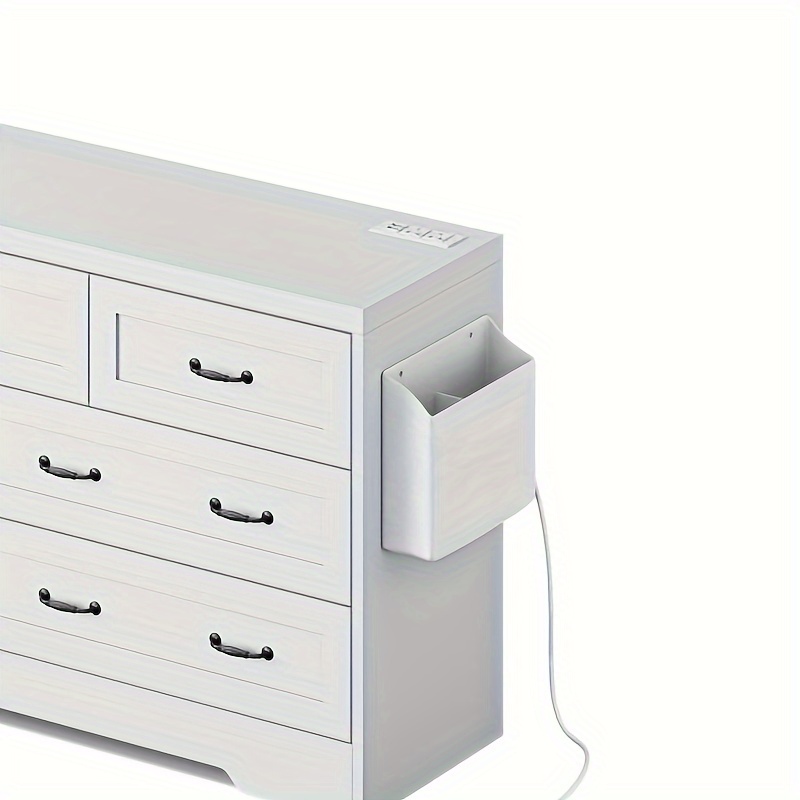 industraedge white 7 drawers dresser vintage double dresser chests of drawers with usb charging station and organizer bag 59 w large storage dresser with metal handles for dressing room hallway entryway details 9