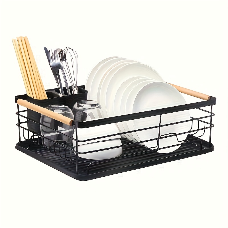 1pc dish rack countertop double layer dish drying rack with drainboard and utensil holder large capacity space saving dish storage organizer for kitchen countertop kitchen organizers and storage kitchen accessories details 0