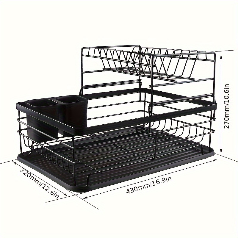 1pc dish rack countertop double layer dish drying rack with drainboard and utensil holder large capacity space saving dish storage organizer for kitchen countertop kitchen organizers and storage kitchen accessories details 4