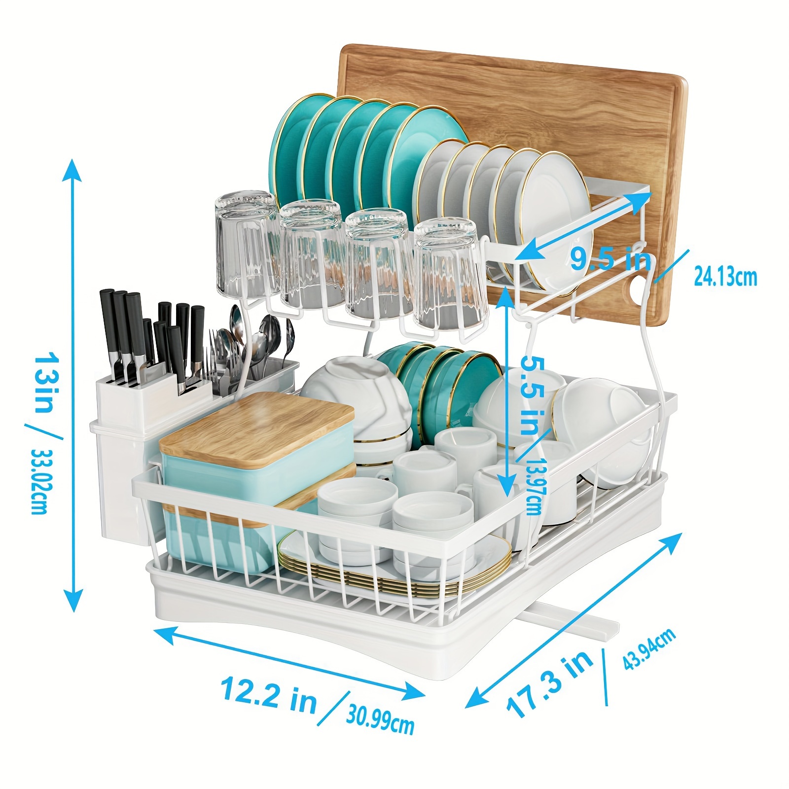 space saving 2 layer high capacity sink with bowl and dish holder above equipped with cutting board bowl and cup holder kitchen organizer durable details 4