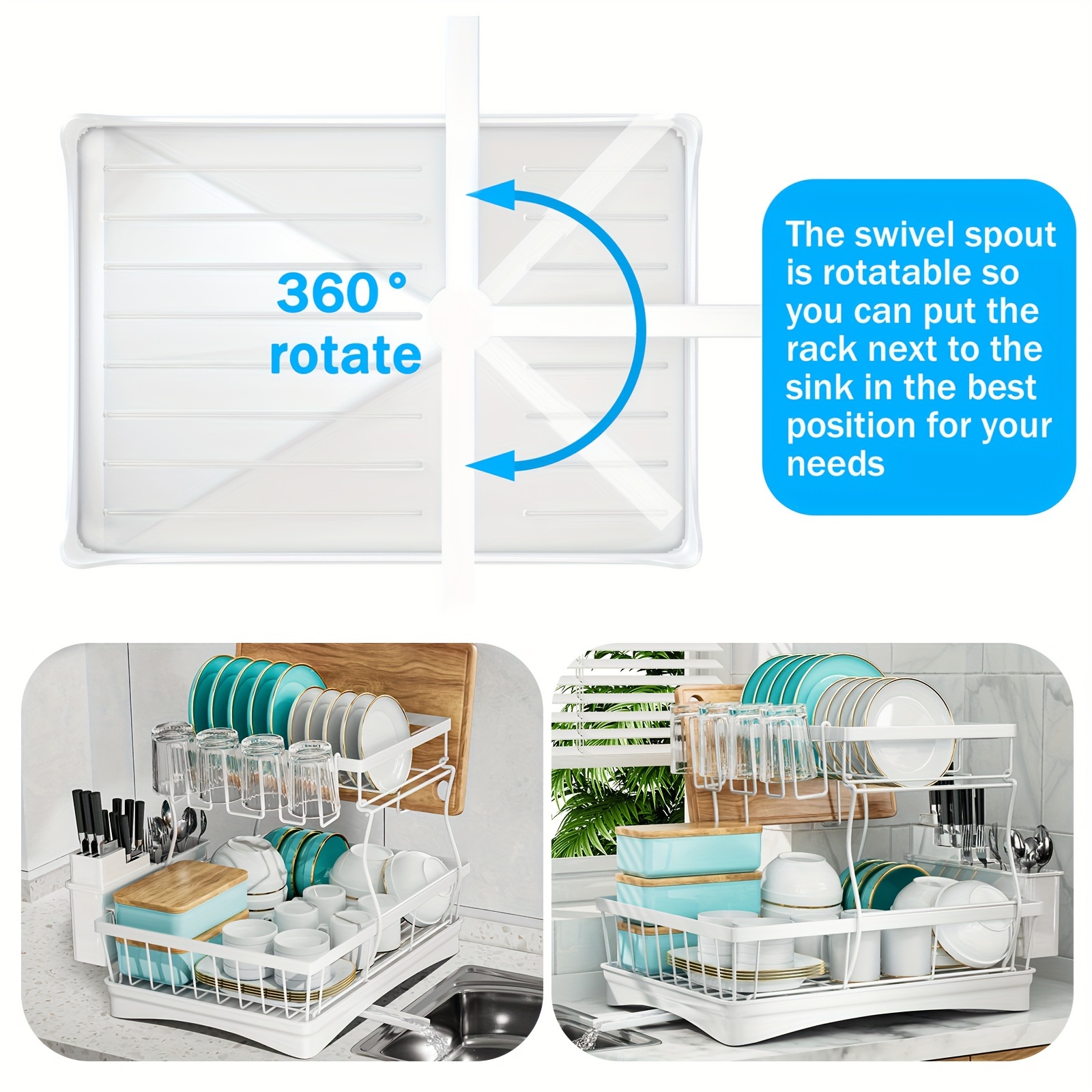 space saving 2 layer high capacity sink with bowl and dish holder above equipped with cutting board bowl and cup holder kitchen organizer durable details 6