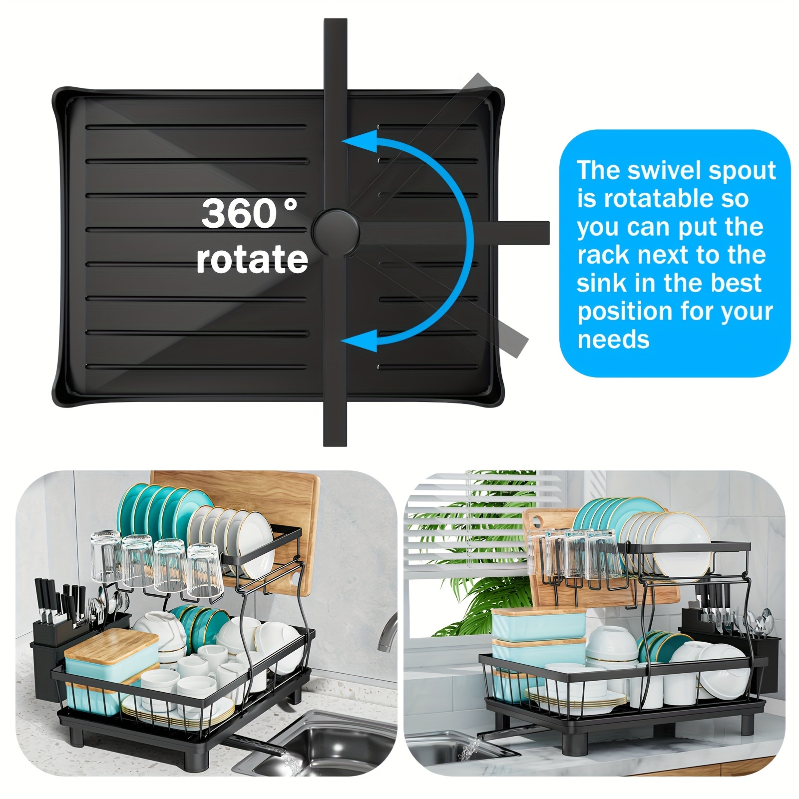 space saving 2 layer high capacity sink with bowl and dish holder above equipped with cutting board bowl and cup holder kitchen organizer durable details 9