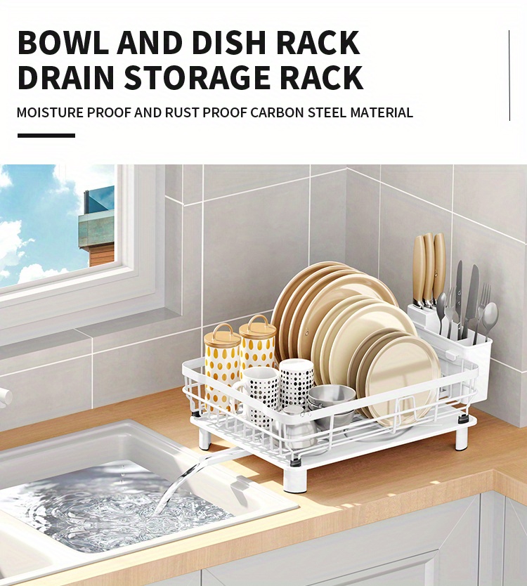 1 pc large dish drying rack dish racks for kitchen counter dish drainer organizer with utensil holder   drying rack with drain board kitchen accessories details 0