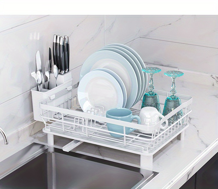 1 pc large dish drying rack dish racks for kitchen counter dish drainer organizer with utensil holder   drying rack with drain board kitchen accessories details 4