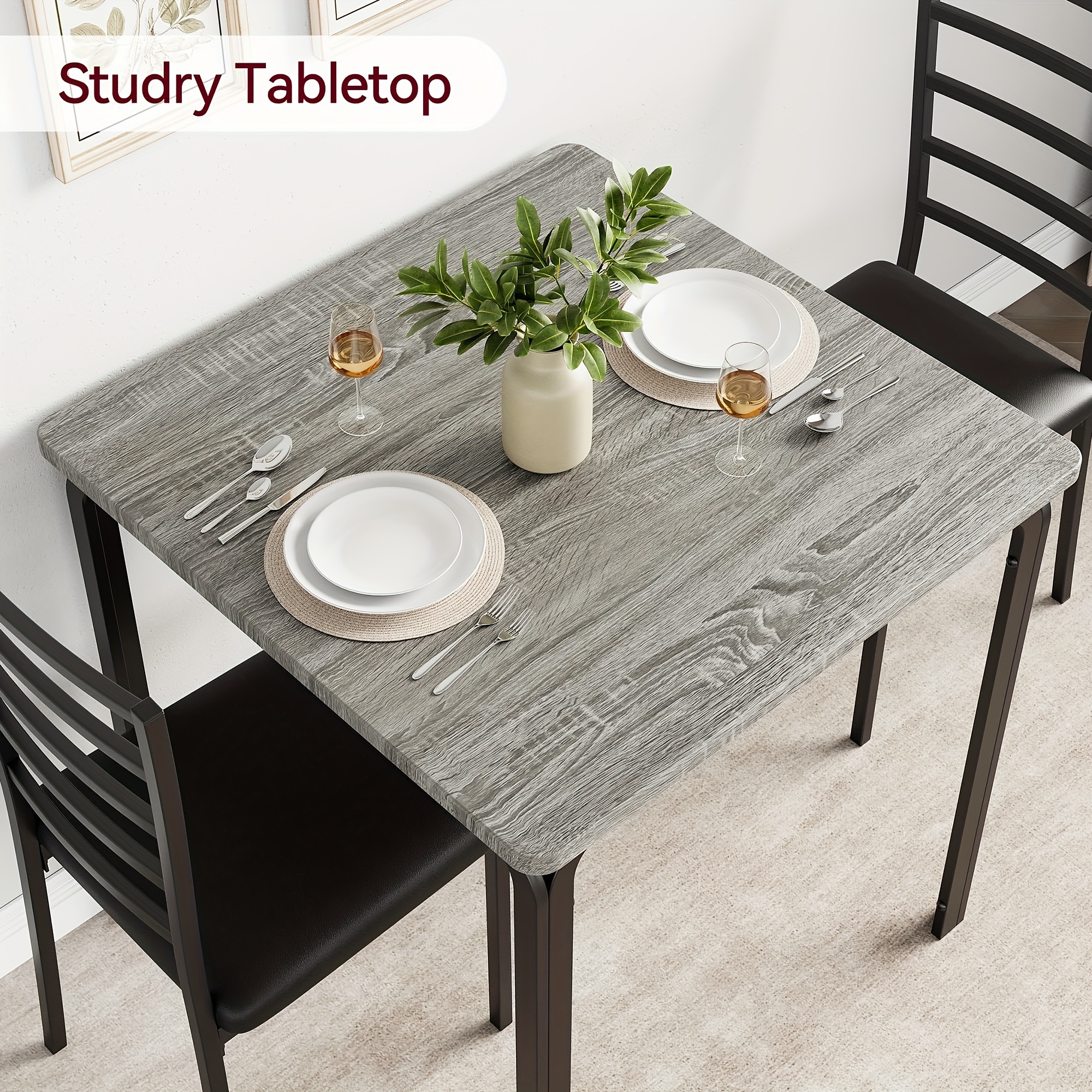 dining   small   kitchen dinner table set for   saving wood modern dinette with upholstered dining room furniture for   apartment home office small space 3 piece details 1