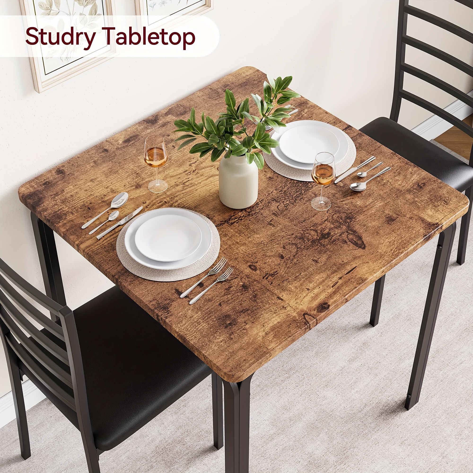 dining   small   kitchen dinner table set for   saving wood modern dinette with upholstered dining room furniture for   apartment home office small space 3 piece details 3