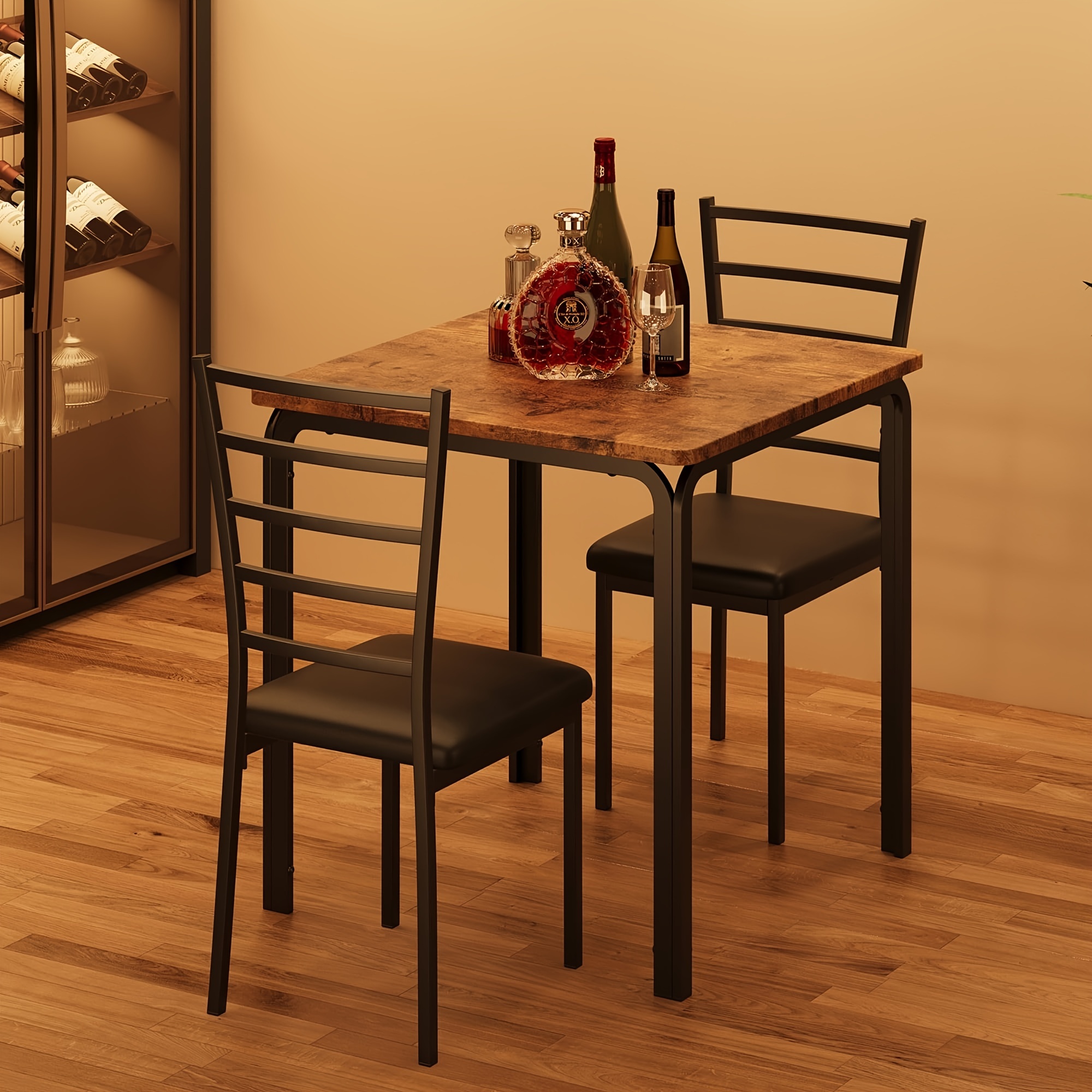 dining   small   kitchen dinner table set for   saving wood modern dinette with upholstered dining room furniture for   apartment home office small space 3 piece details 8